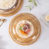 Creative transparent dust-proof cake glass cover, food cover, cake plate, dessert table, pastry glass cover with bamboo and wood tray Application Scenario